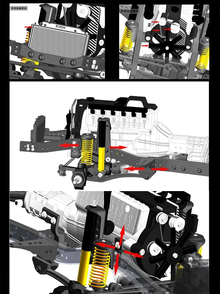 RCRUN RUN80 1/10 RC Crawler LC80 Chassis Kit with Adjustable Wheelbase Realism Scale Off-Road Truck Model