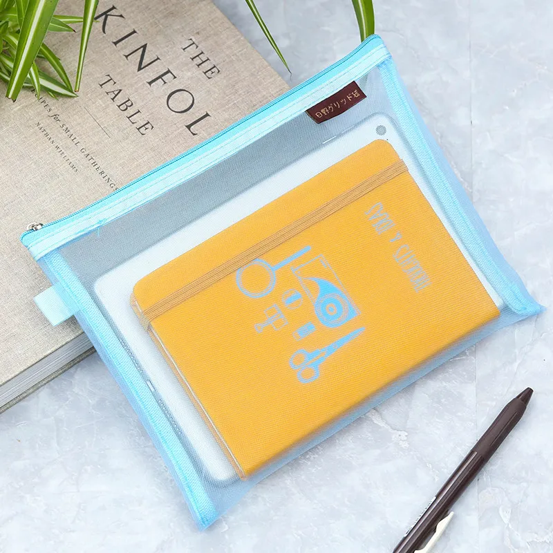 Breathable Mesh Bag Zipper Document Bag Wallet File Organizer Office School Supplies Presentation Storage File Folder A4/A5/A6