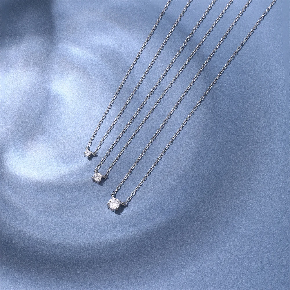 CANNER 2/3/4mm Moissanite Pendant Necklaces 925 Sterling Silver Necklace Chain For Women Ins 18K Gold Classic Minimalism Jewelry