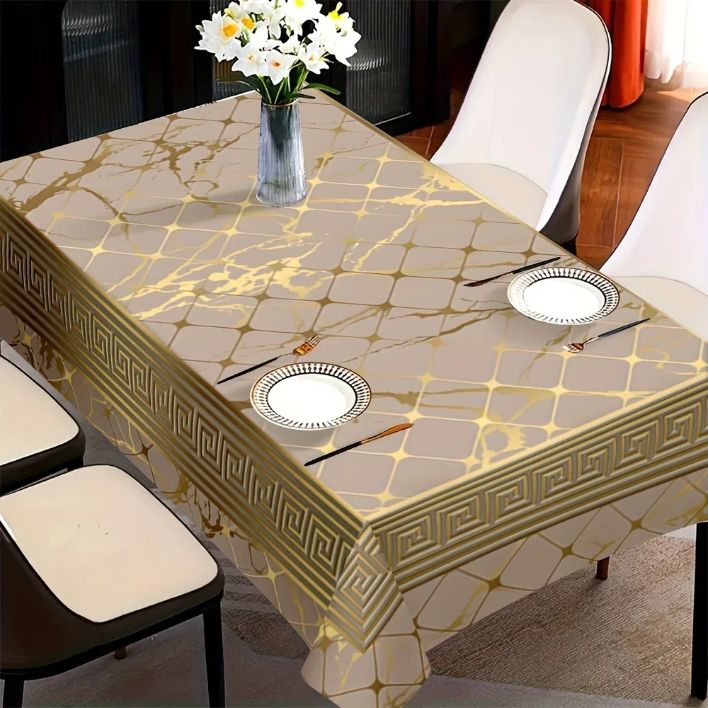 【2D】Tablecovers 1pc Marble Geometric Pattern Polyester Tableclothzyc