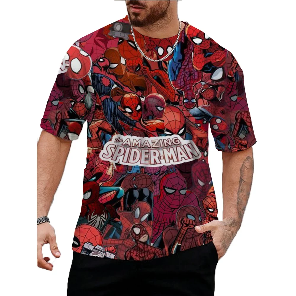 

Disney Spider Man T-Shirt For Men Summer Vintage Tops Tees Male Casual Stylish Short Sleeve Clothing Fashion Cartoon Streetwear