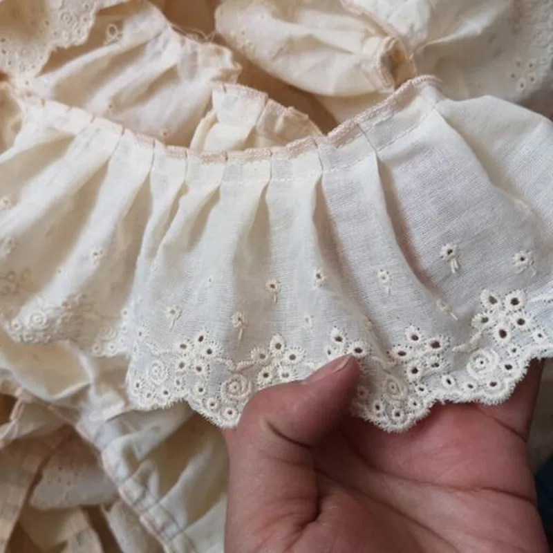 9CM Wide Luxury Embroidery Yellow Flower Lace Fabric Trim Ribbon DIY Sewing Applique Collar Ruffle Guipure Wedding Cloth Supply