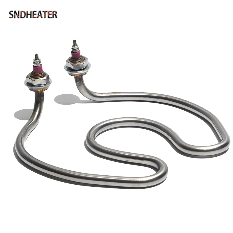 SNDHEATER 220V 2500W Horseshoe Shape Water Boiling Element Electric Resistance Heater Coil 304 Stainless Steel Copper M16 Thread