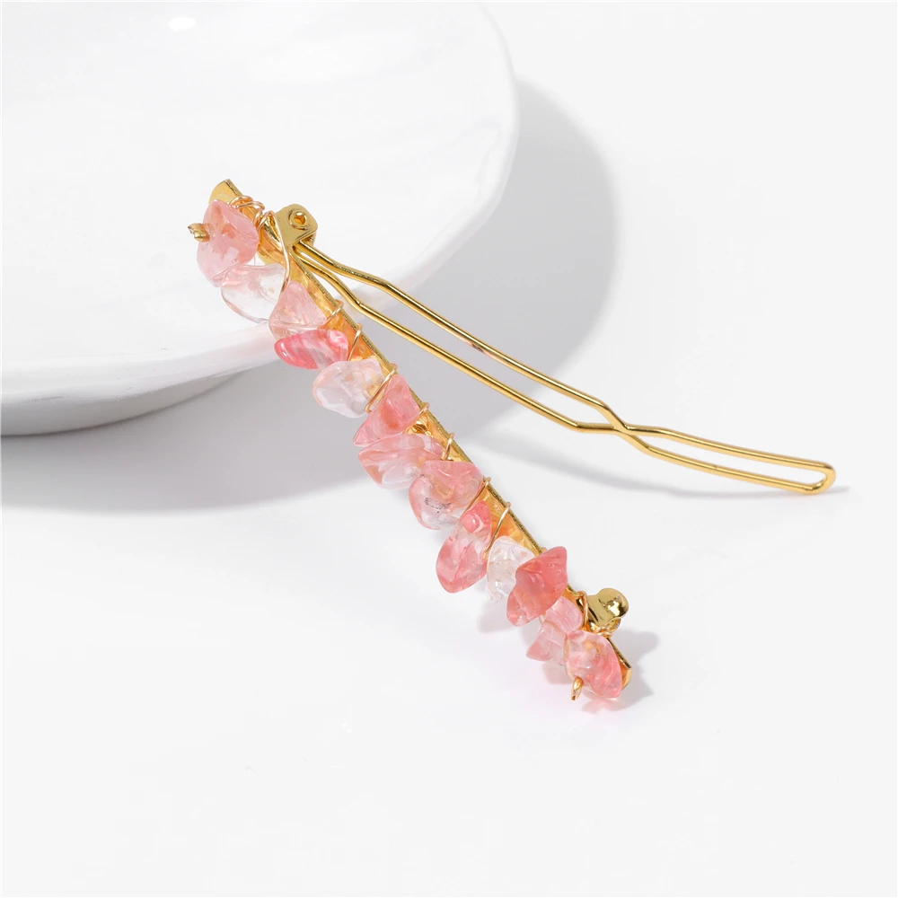 Chip Stone Hair Clip Natural Gravel Blue Amazonite Citrines Quartzs Hairpins Accessories Jewelry Gift For Bridal Wedding Women image 4
