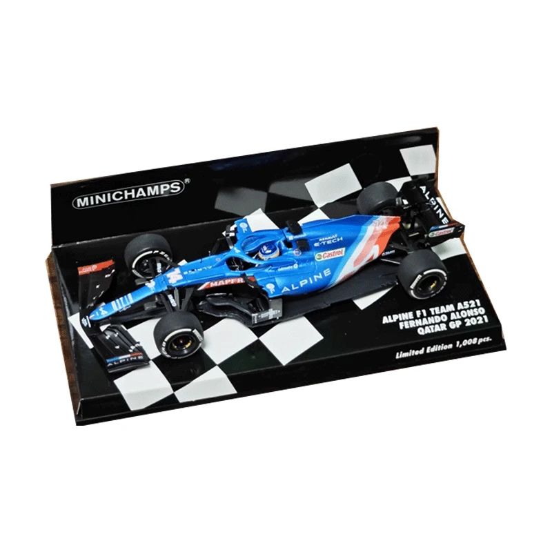 Premium ratio 1/43 2021 Qatar Alpin A521 14# Alonso die-cast alloy F1 car Collection display piece, a child's Christmas gift