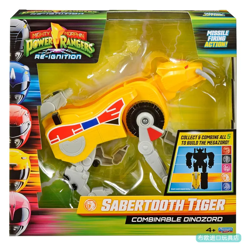 Mighty Morphin Power Rangers Anime Dino Rangers Megazord Action Figure Tyrannosaurus Sabertooth Tiger Movable Collection Model