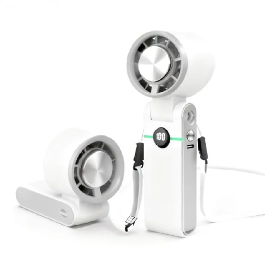 

Small Fan Foldable, Handheld Fan with Lanyard, Portable Cooling Hand Mini Fans, with Cold Plate 4000mAh Strong Wind USB Fast Ch