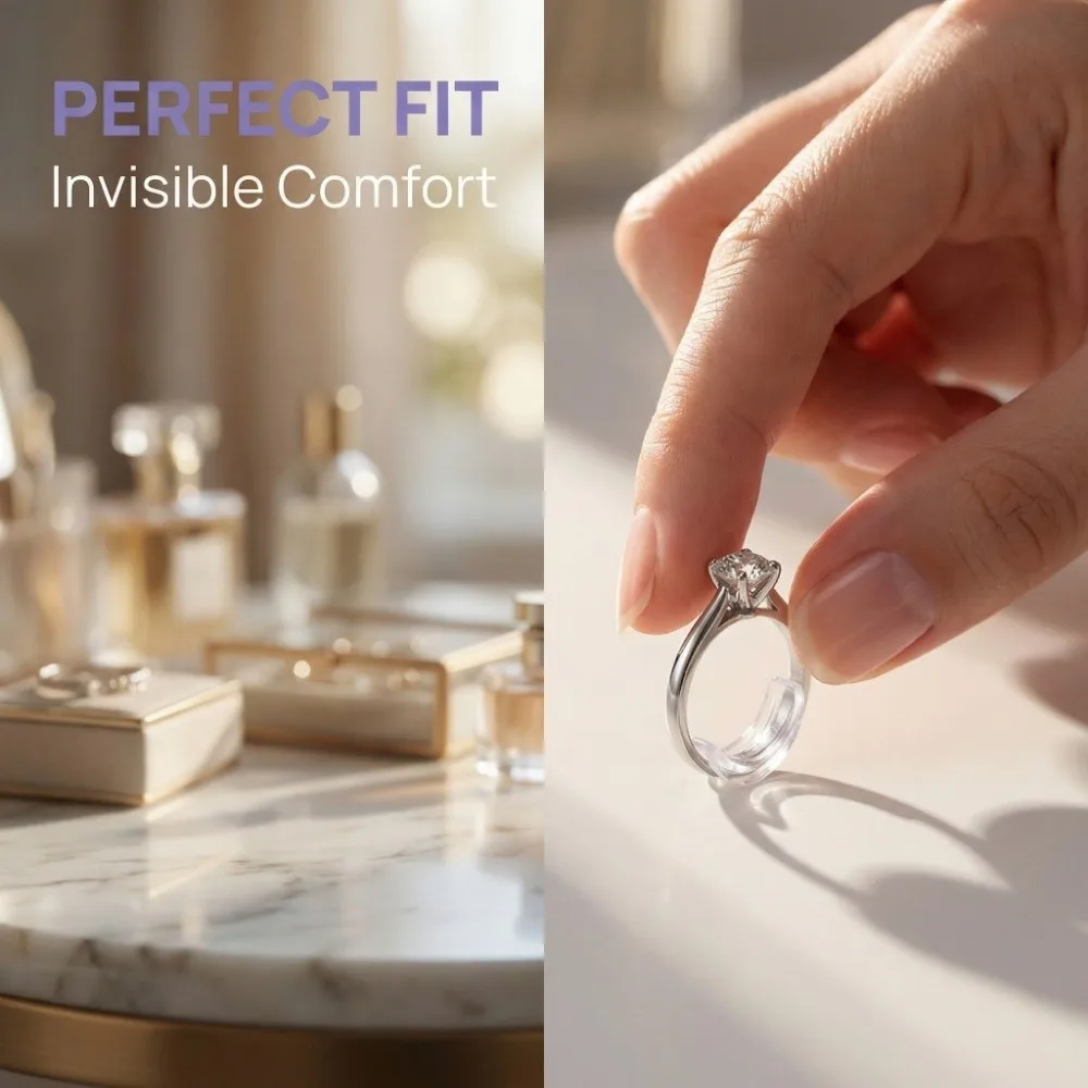 15/26Pcs Invisible Design Ring Size Adjusters Silicone 8 Sizes Ring Guards for Loose Rings Transparent No Resizing Needed