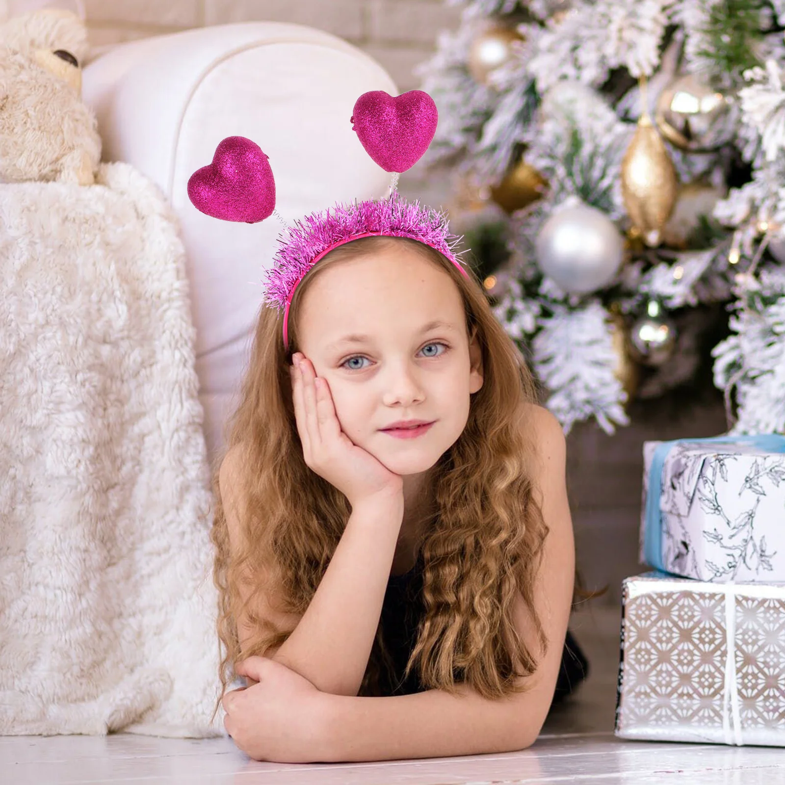 

2Pcs Valentine Hair Hoops Heart Design Romantic Party Supplies Wedding Photo Props Hair Accessory Couple Headband