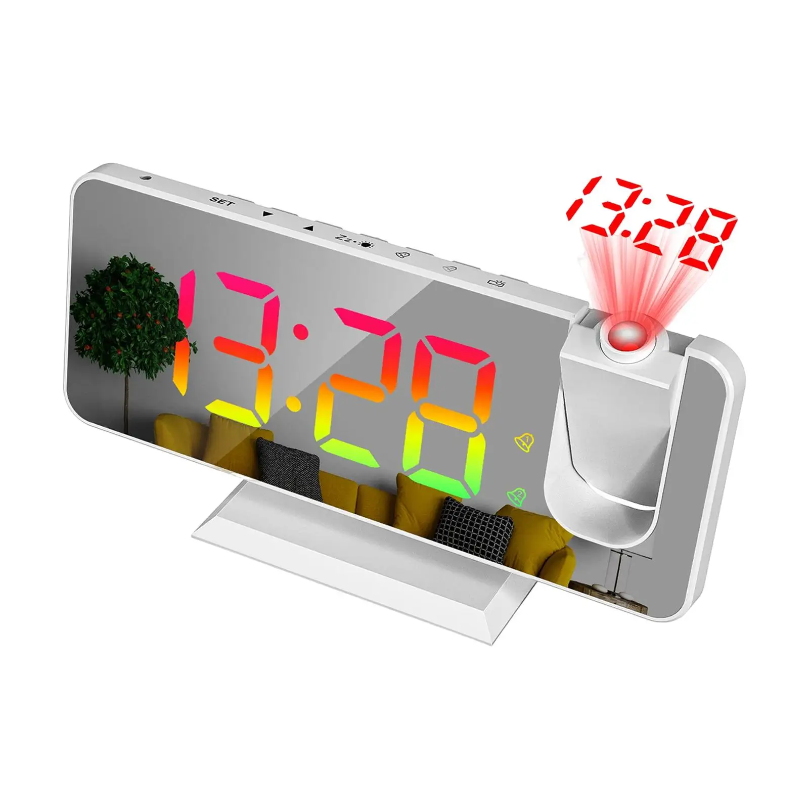 Projection Alarm Clock for Bedroom RGB Colorful Dual Alarm Clock USB