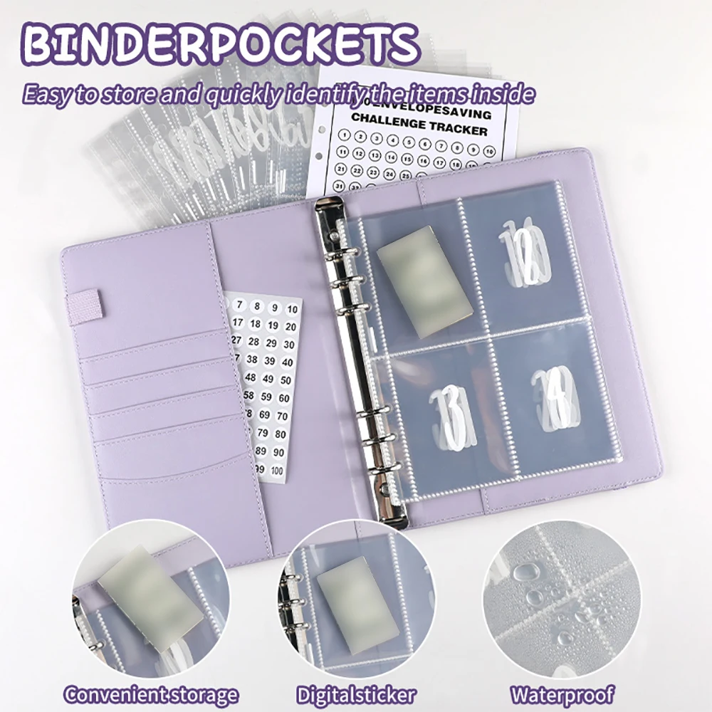 A6 Money Budget Planner 2024 Cash Envelope Savings Money 6 Holes Binder for Financial Management Loose-leaf Notebook Binder view 4