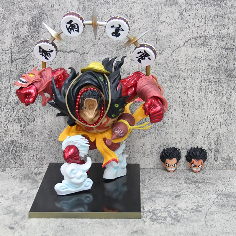 33cm ONE piece Luffy Fourth gear kabuki Thunder attack Anime Figure Model Statue Collection Desktop Decoration Ornament Toy Gift