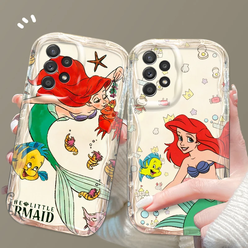 Little Mermaid Girl For Samsung A55 A54 A53 A52 A35 A34 A33 A32 A25 A24 A23 A22 A21S A15 5G Wave Oil Soft Phone Case