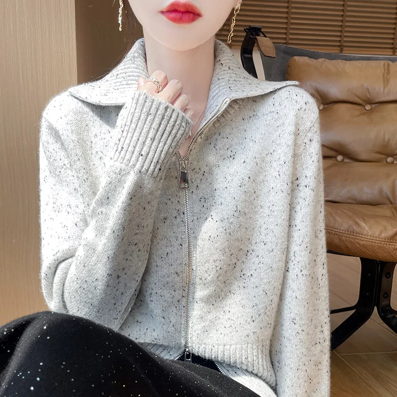 ขนสัตว์บริสุทธิ์ 100% ถักเสื้อสเวตเตอร์ถักผู้หญิงเสื้อกันหนาวแฟชั่นสไตล์สั้นแขนยาวผู้หญิงเสื้อเสื้อกันหนาวขายร้อน