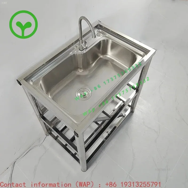 【Best-selling】Thickened Stainless Steel Sinks for Kitchen Commercial Floor-standing Kitchen Sinks with Bracket Home Outdoor Dish