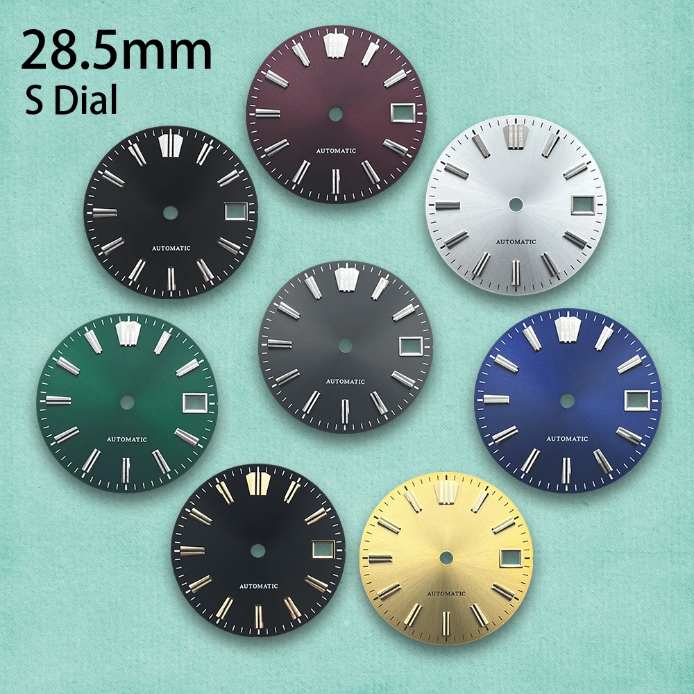 28.5mm Sunray S Dial Fit NH35/NH36/4R/7S Movement Applied Index Riveted Dial Watch Modification Accessories