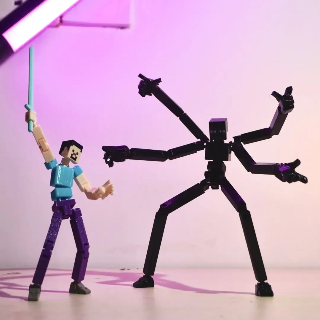3D Printed Steve Black Enderman Mutant Multi-Jointed Movable Toys Figures Toys For Kids & Adults Parent-children Game Gifts
