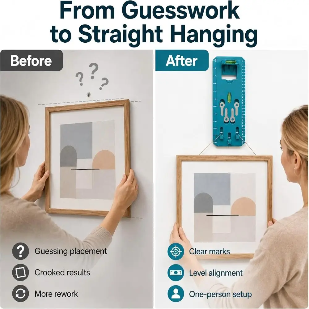 with Level Picture Hanging Kit Quick Position Multi-Purpose Picture Frame Hanging Tool Compact Wall Hanging Kit Photo Display