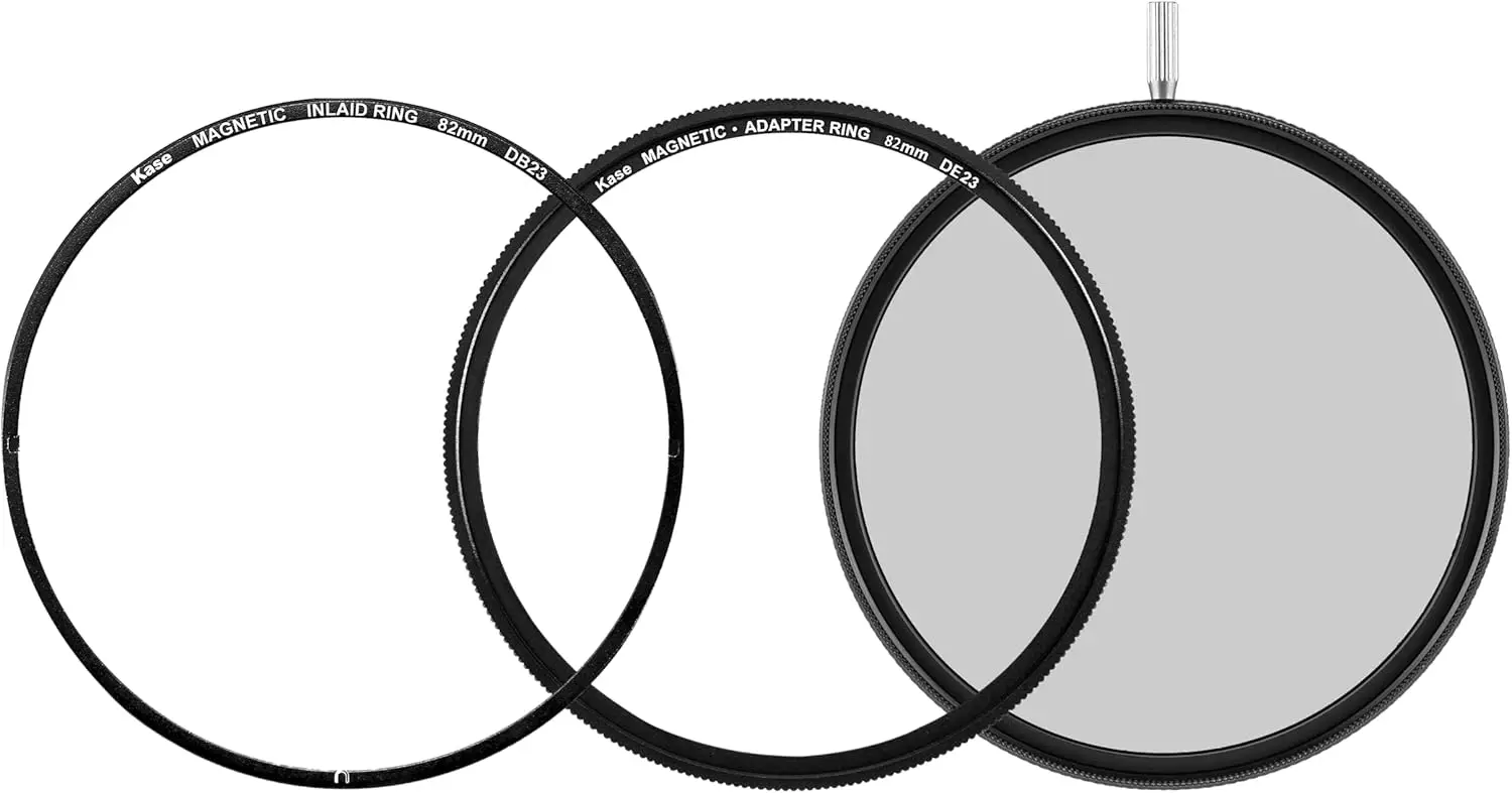 Kase Magnetic 82mm CPL + VND Combo Filter, 1.5-5 Stop Variable ND, Optical Glass, 2 Adapters Included, for Camera Lens