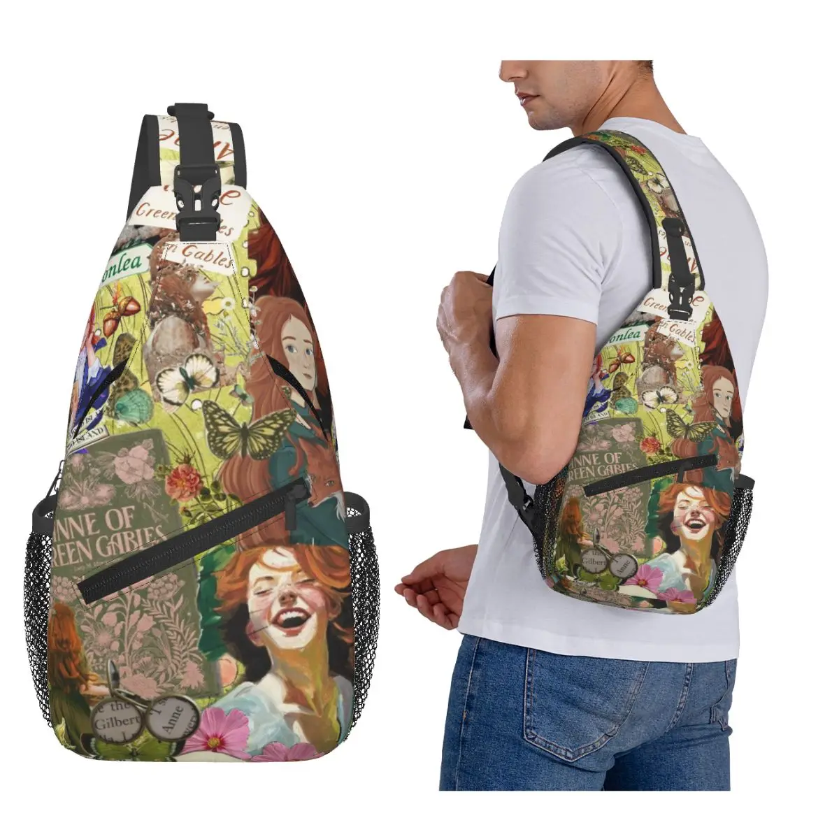 

Anne Of Green Gables Chest Bag Men Sling Crossbody Backpack Chest Bag Travel Hiking Daypack Shoulder Bag