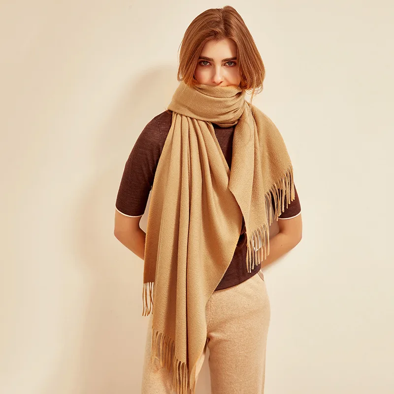 Autumn Winter Water Wave Cashmere Scarf Women Shawl Wrap Fringe Tassel Thickened Extra Long Versatile Pashmina