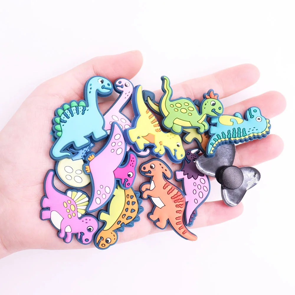 Single Sale 1pcs PVC Animal Dinosaur Stegosaurus Tyrannosaurus Shoe Charms Accessories Sandals Shoes Decorations Buckle Kid Gift