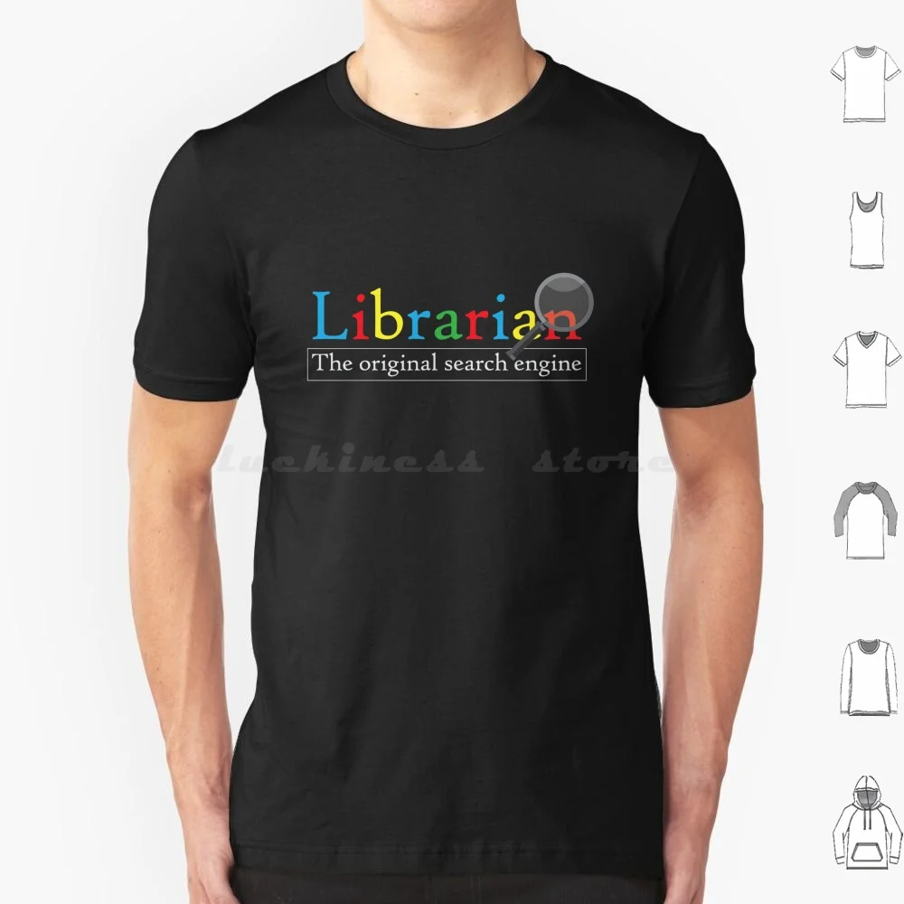 

Librarian The Original Search Engine T Shirt Cotton Men Women DIY Print English Major Pun Funny Literature Lit College Books