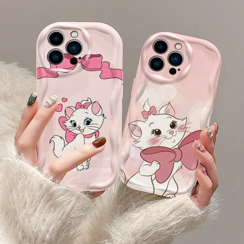 Anime Marie Cat Pink Cute For Apple iPhone 15 14 13 12 11 XS XR X Pro Max Plus Wave Oil Back Phone Case