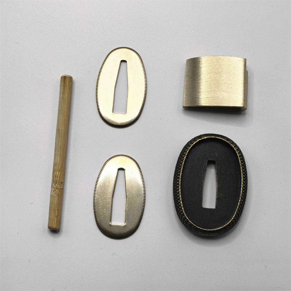 Black 15cm Handle Set Alloy Guard Fittings For Japanese Short Wakizashi Sword Tsuba Brass Habaki+Seppa Accessory