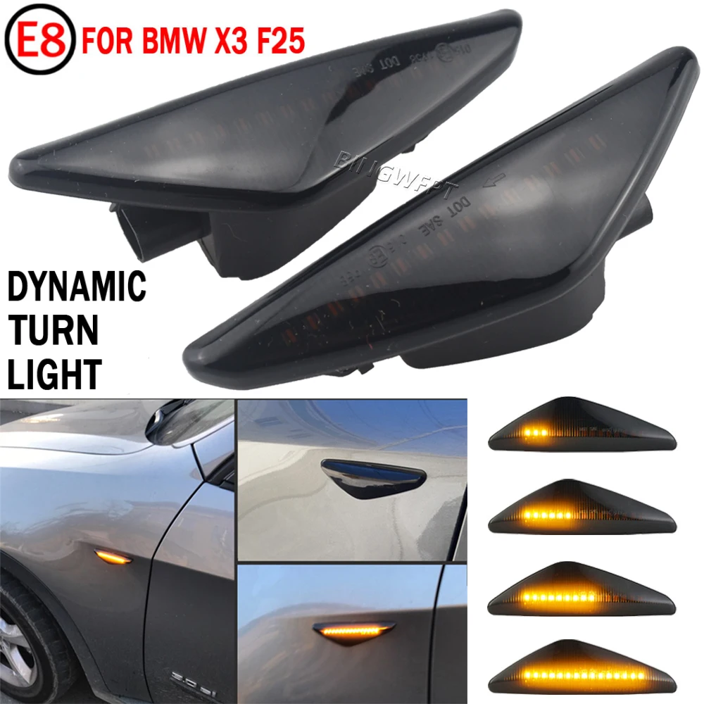 High quality LED Dynamic Side Marker Turn Signal Blinker Flowing Water Blinker Flashing Light For BMW X3 F25 X5 E70 X6 E71 E72