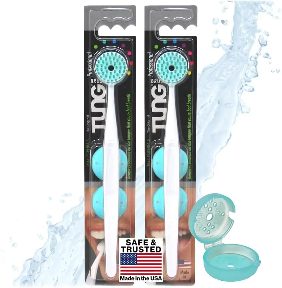 

Tongue Cleaner Brush, 2-Pack with Caps, Fights Bad Breath, Halitosis Defense