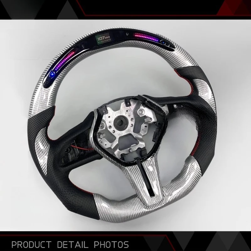 High-performance Upgraded Version  Q60 Q60S QX55 Q50 Custom White Twill Carbon Fiber Heated Steering Wheel with LED