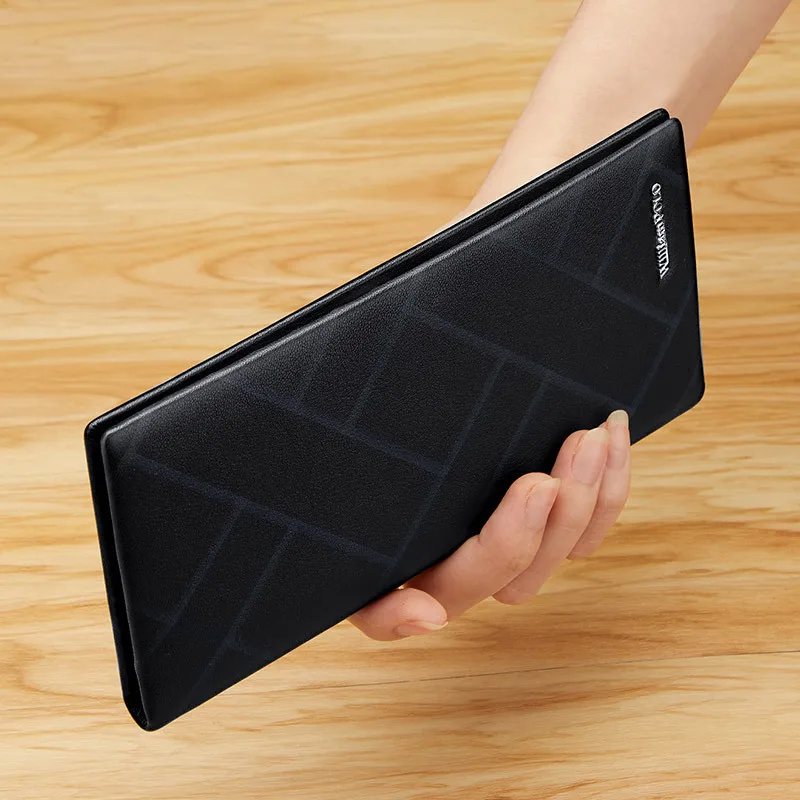 Men's long wallet Business short first layer cowhide two-fold leather wallet wallet Horizontal student change multi-card bag