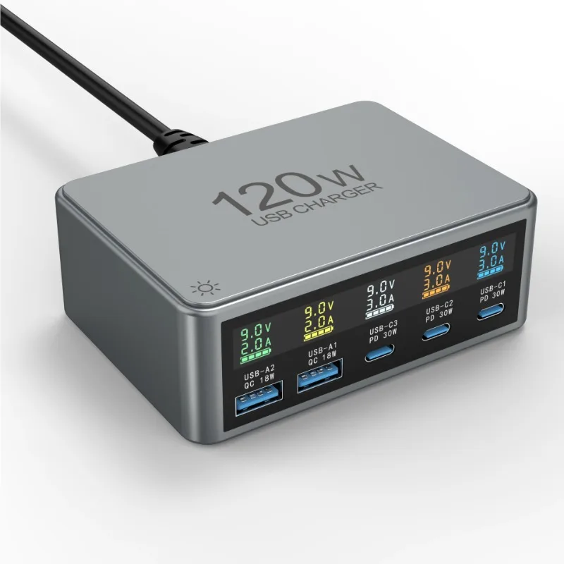 

USB charging seat Travel studio 120W charging head Fast charging socket Mobile phone fast charger