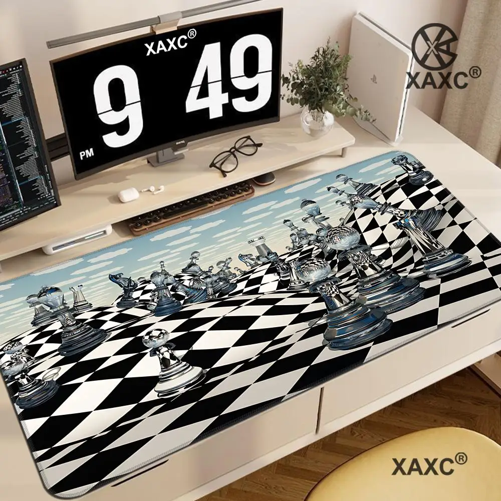 

Black And White Checkered MousePad Gaming Accessories Office Gamer Keyboard Desk Mat Non-Slip Laptop Large Abstract Art Mousepad
