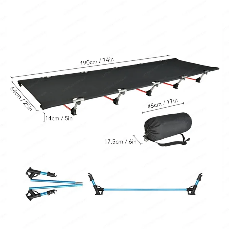 Camp bed Aluminum alloy folding bed Outdoor beach camping Portable single bed Home office Lunch break