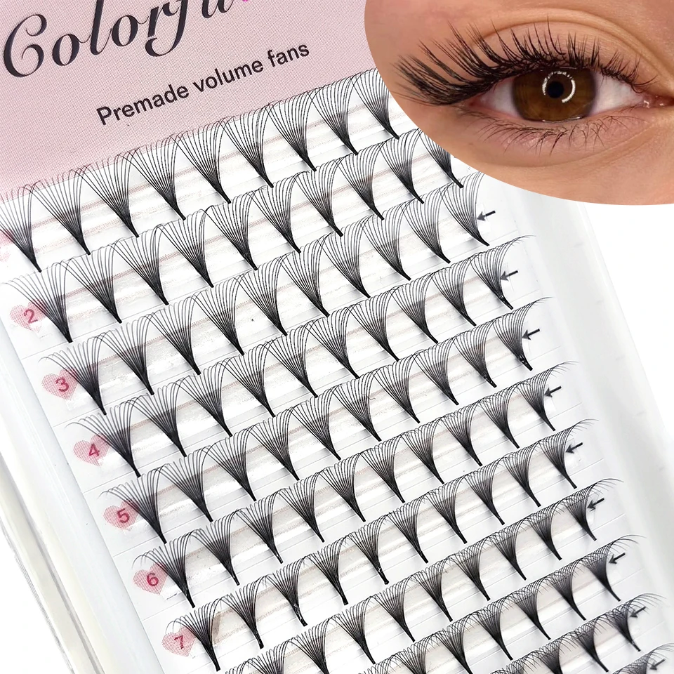 

Colorful 3D/5D/6D/8D/10D/20D Premade Fans Volume Russian Lashes Slim Base Prefanned Sharp Stem Faux Mink Cilio Eyelash Extension