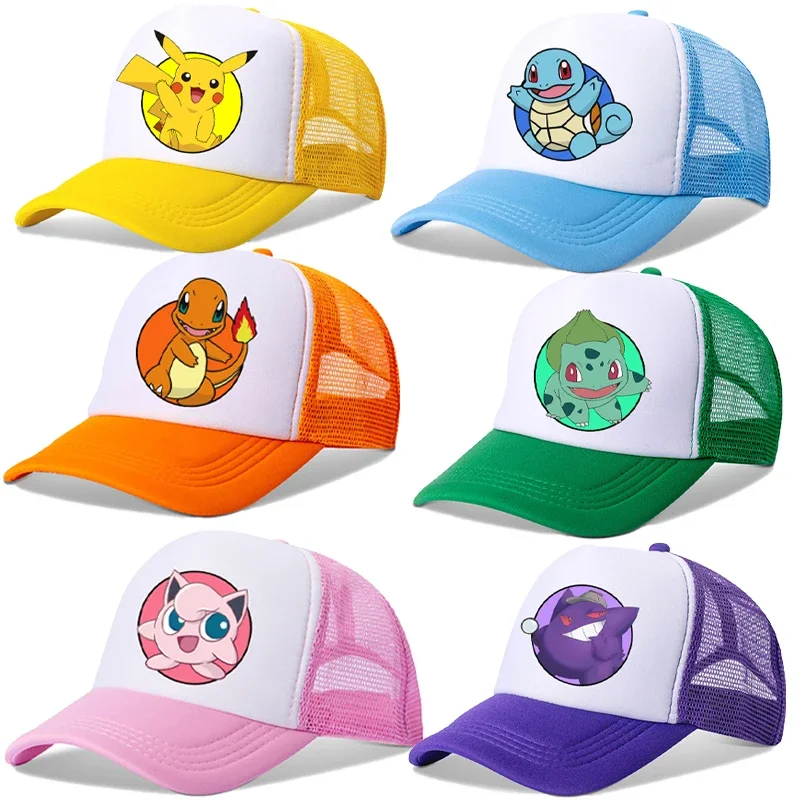 Pokemon Summer Sunhat Pikachu anime characters Baseball Cap Adult Parent-child Boy Girl Hip Hop Outdoor Shade Cap Birthday Gift