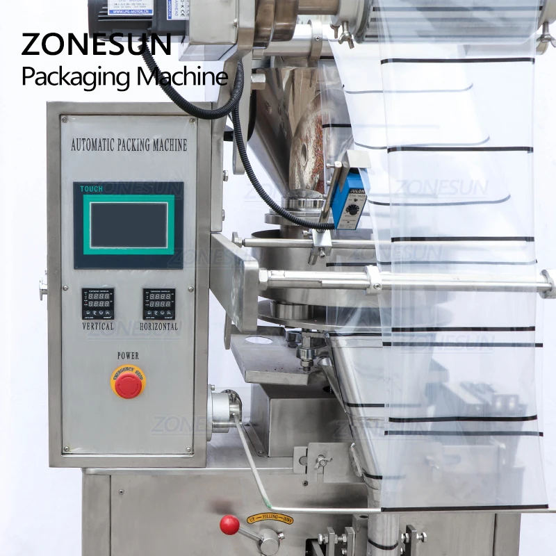 ZONESUN ZS-K100 Automatic Quantitative 4 Side Seal  Tea Sachet Plastic Bag Packaging Machine Filling Sealing Machine Price