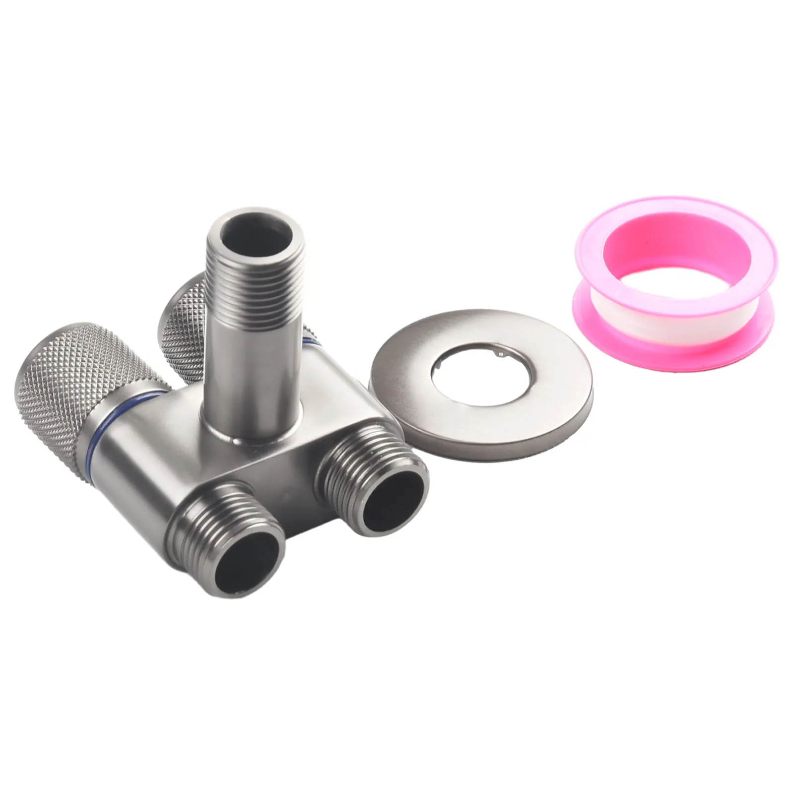 1 In Two Out Double Control Angle Valve G12 for Washing Machine Faucet and Toilet Sprayer with Alloy Body and Metal Handle