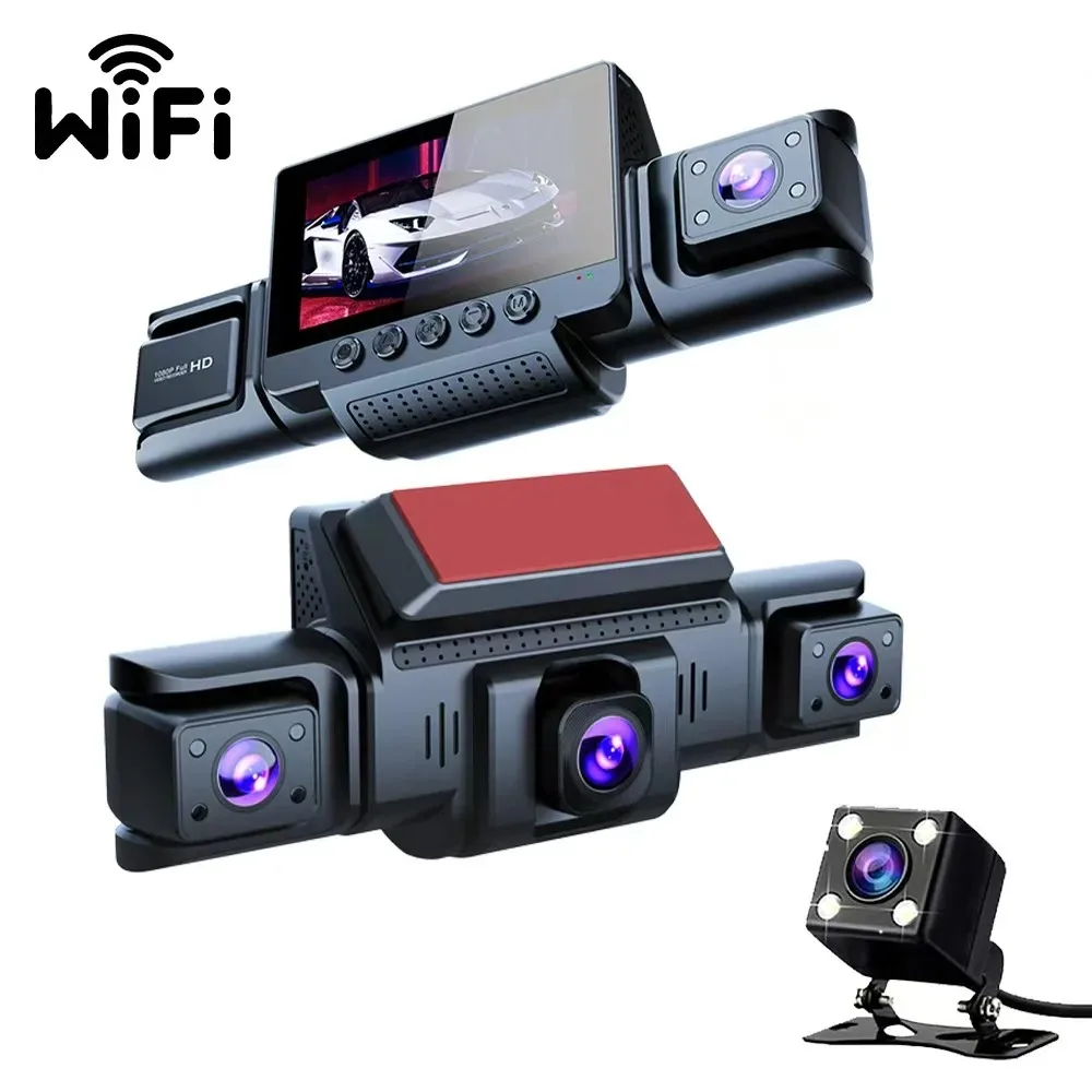 HONGTONG 4-Channel WiFi Car Dash Cam 1080P 360 Degree Black Box with Night Vision for Taxi Driving Recorder