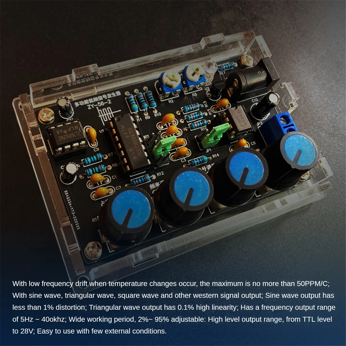 

ICL8038 Модуль генератора функциональных сигналов Синусоидальные квадратные треугольные генераторы сигналов DIY Комплект для практики сварки с чехлом