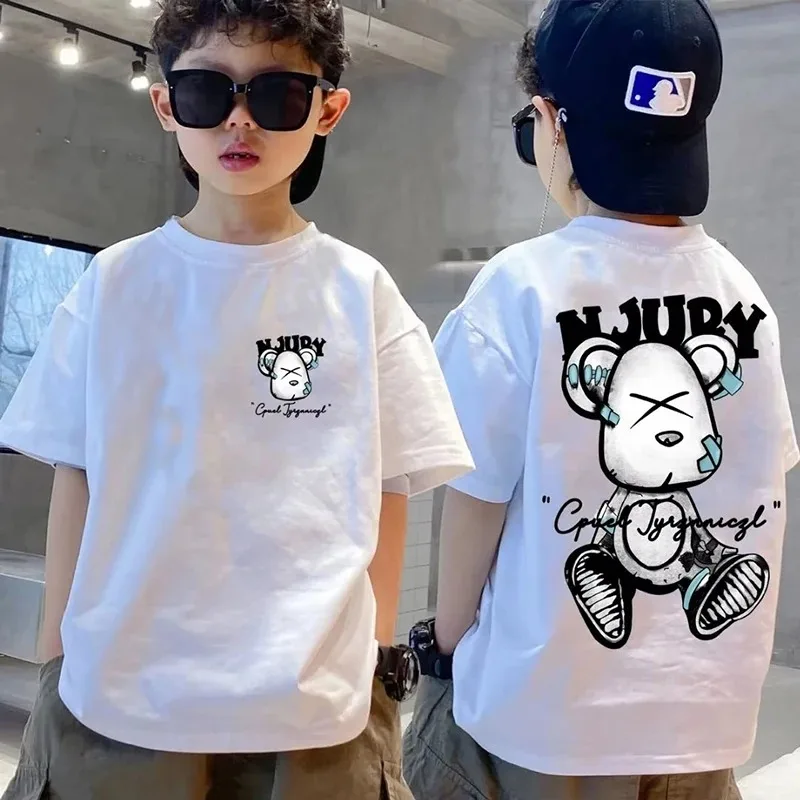 Summer children's street clothing printed cartoon T-shirt short sleeve top Boys girls Cotton T-shirt men women family clothing