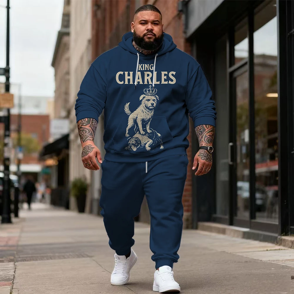 

Мужская толстовка с капюшоном больших размеров S-9xl из двух предметов с забавными надписями — мягкая ткань, теплая, модная текстовая деталь