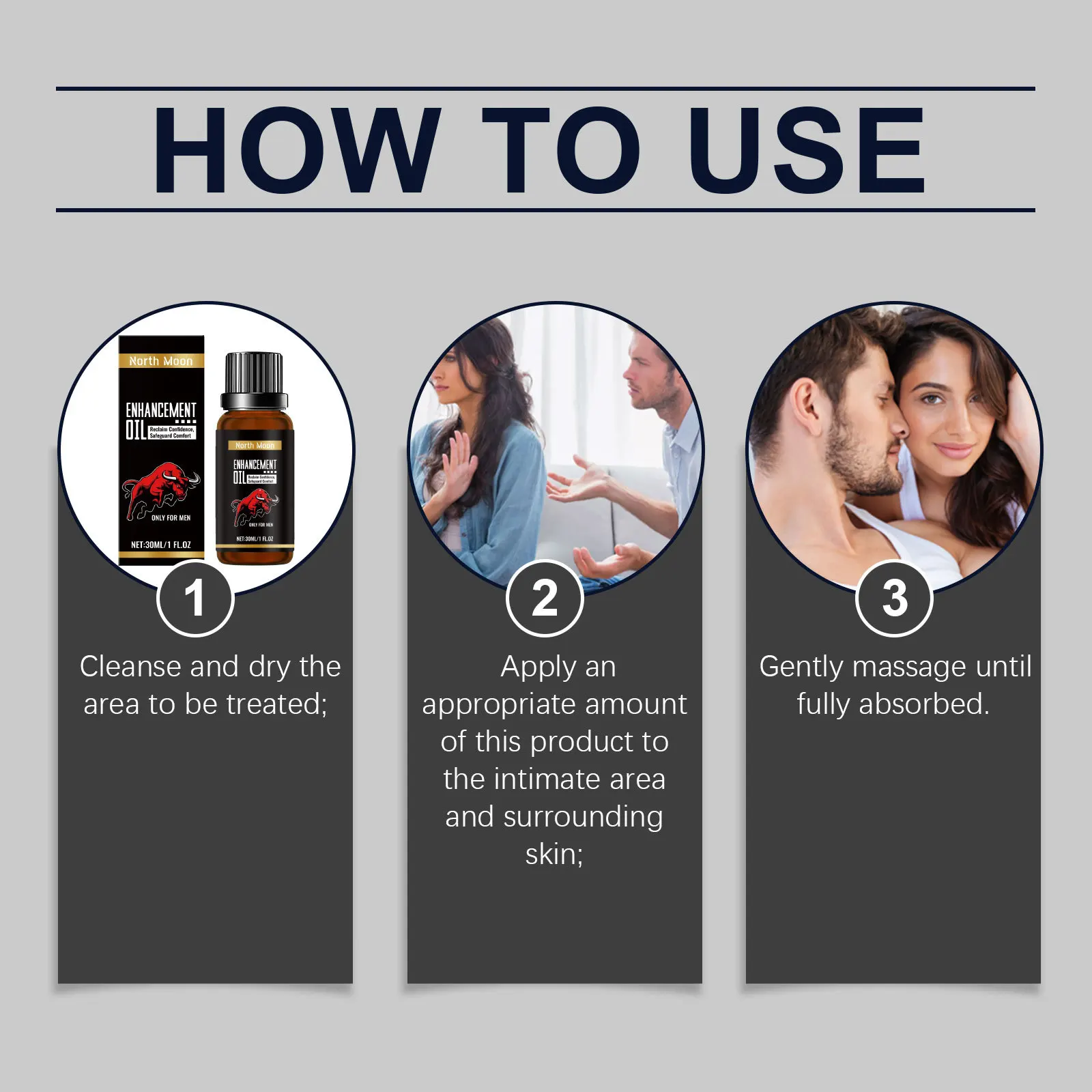 North Moon-esencia para el cuidado del área privada para hombres, aumento sexual duradero, eliminación de olores, extractos de plantas, suero de masaje diario para pene
