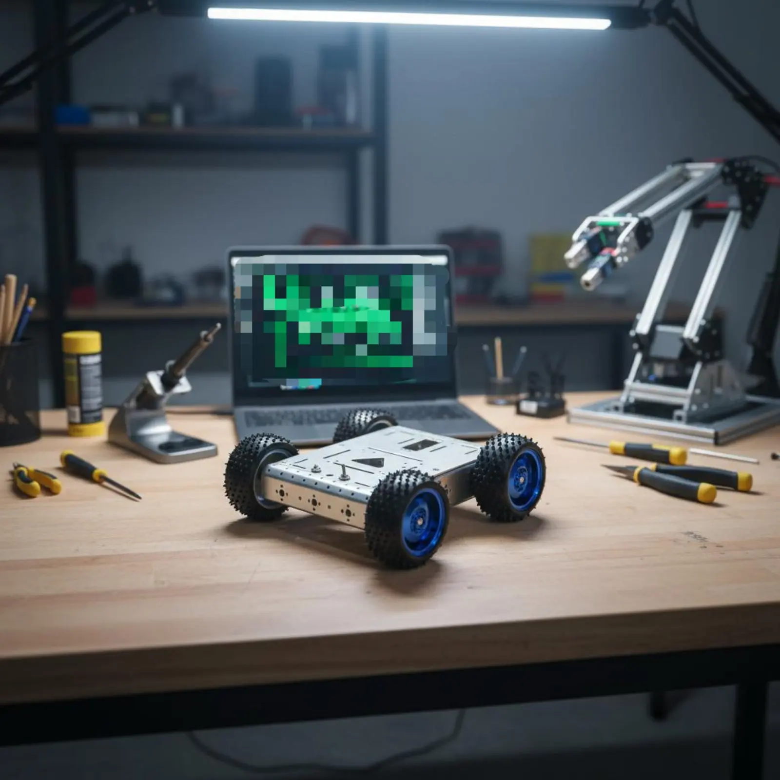 

4WD Smart Car Chassis Sturdy Construction 4WD Robot Car Chassis Four-Wheel Drive Robot Base Kit All-Geared Mechanism Motors