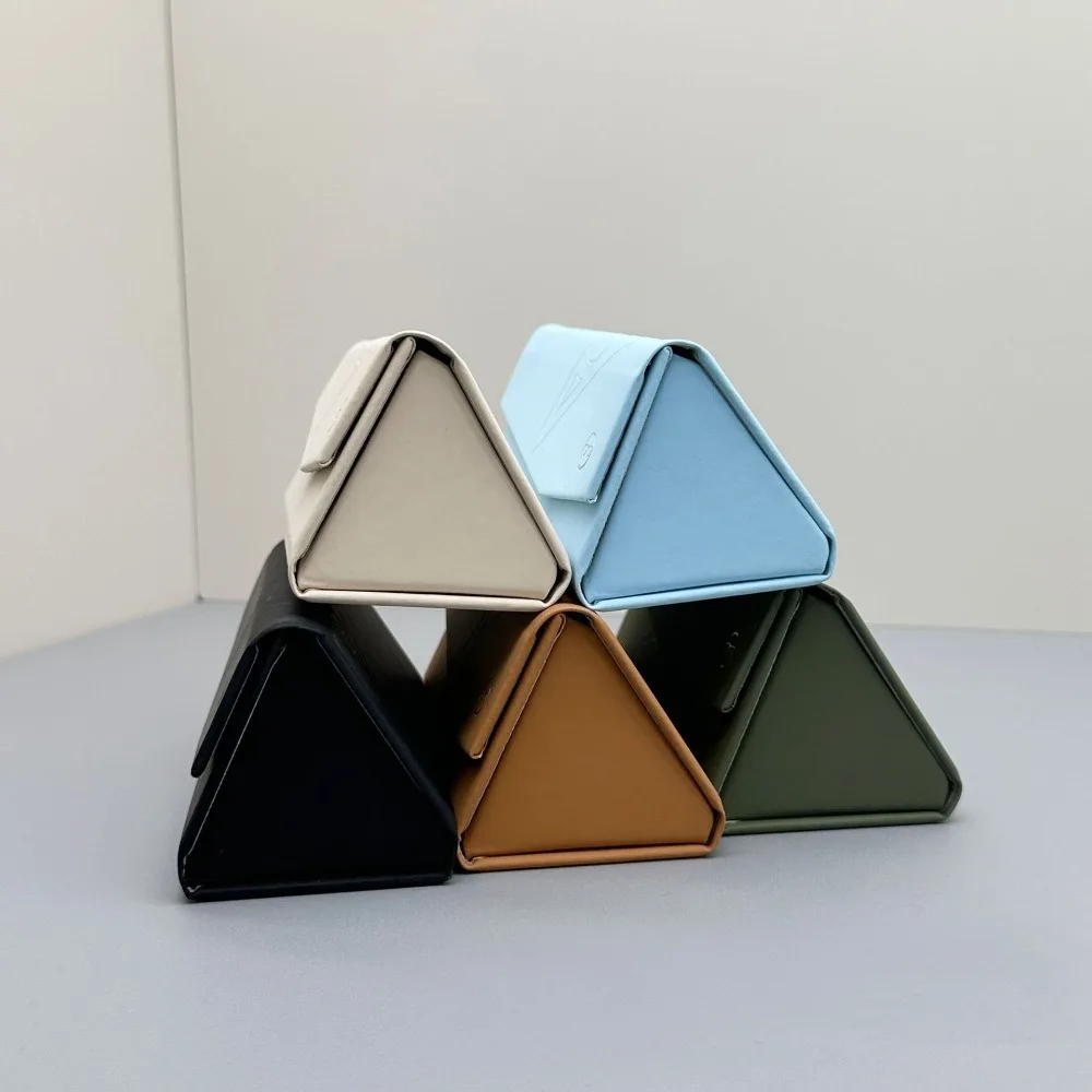 

Japanese Style Retro Foldable Glasses Case Leather Triangle Sunglasses Storage Box Minimalist Reading Glasses Protective Cover