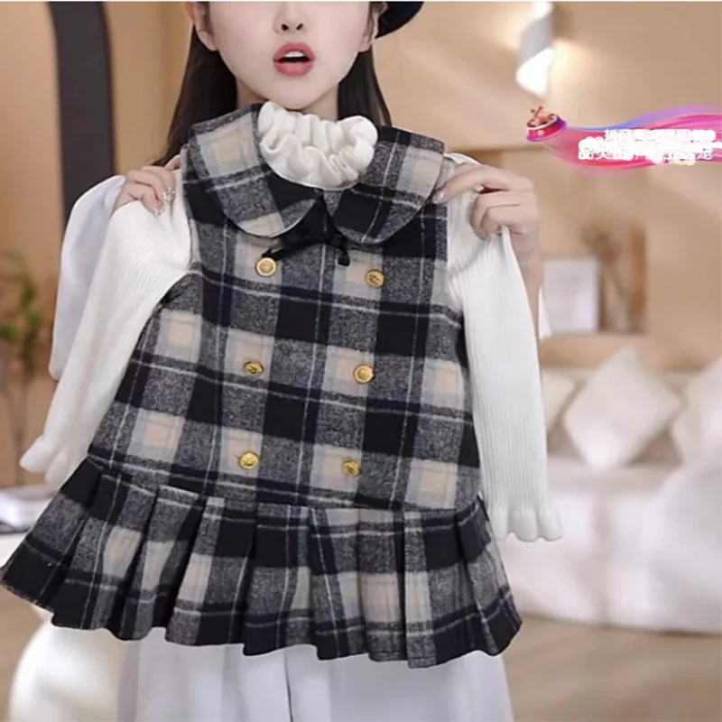 

Girls' Winter Outfit New Stylish Pleated Fashionable Solid Color Sweater and Skirt Set65319