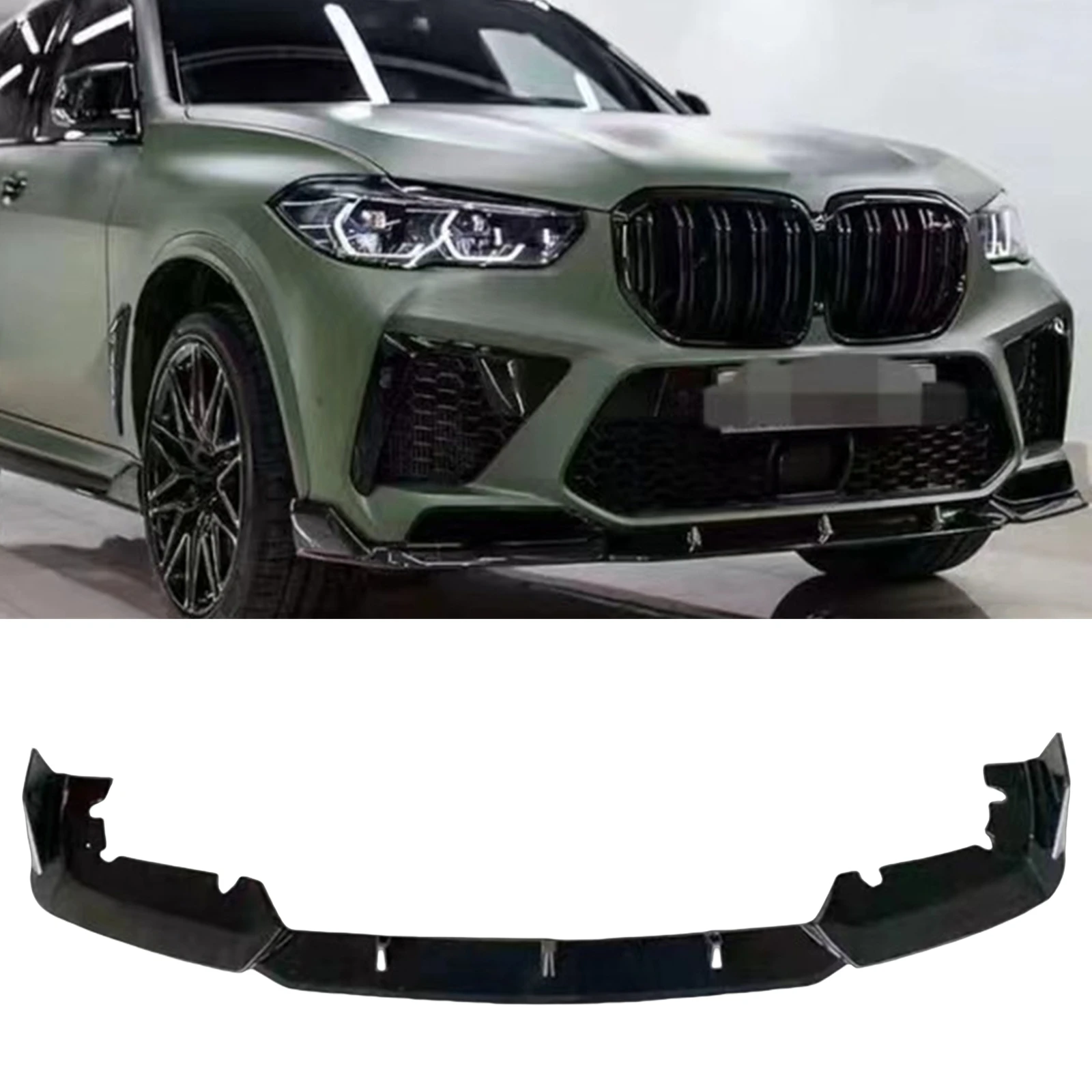 

Front Bumper Spoiler Lip For BMW X5 X5M F95 2020-2021 Gloss Black Lower Body Splitter Protector Kit Blade