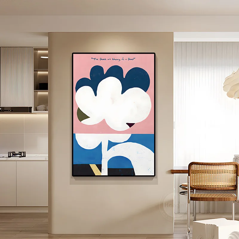 

French ins style abstract flower fresh decoration entrance modern simple bedroom canvas painting